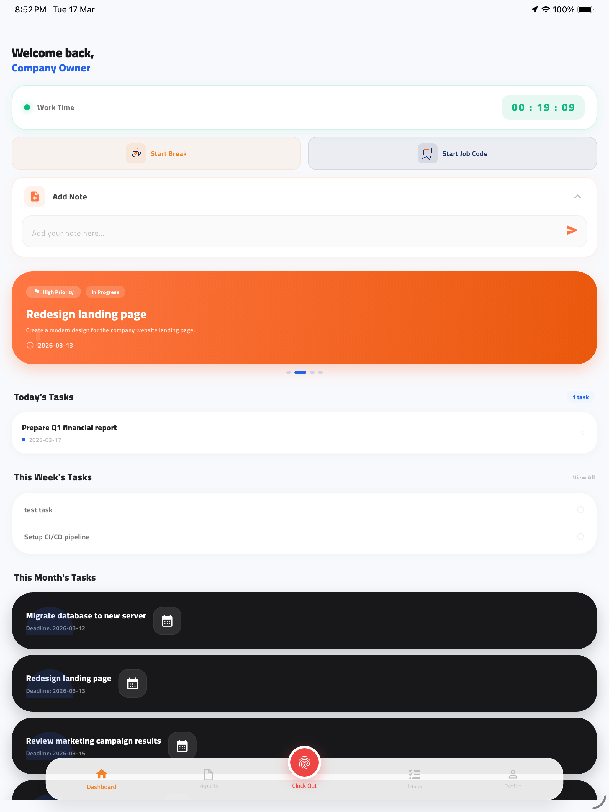 PassMH iPad App Dashboard