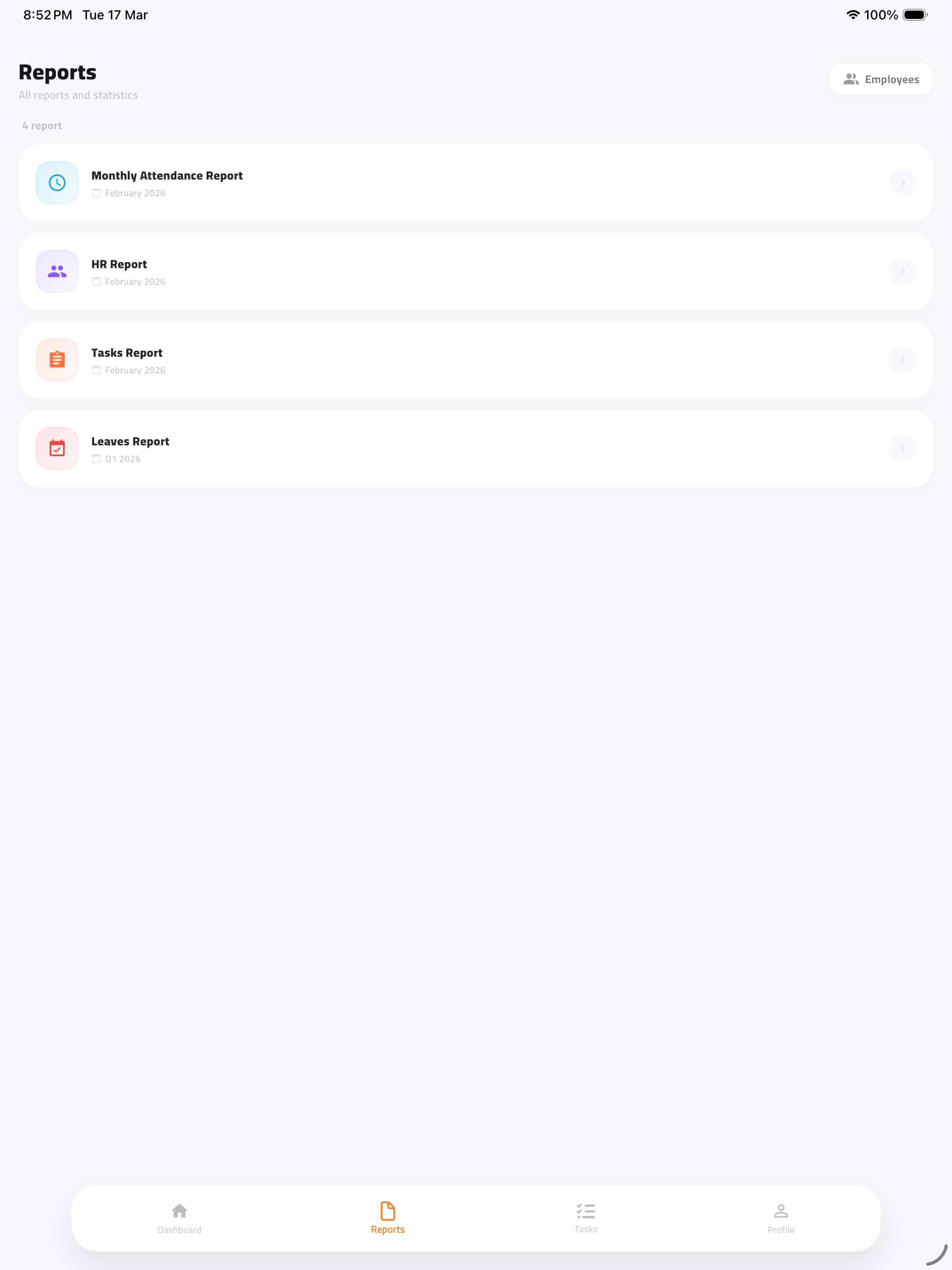 Reports and analytics on iPhone and iPad