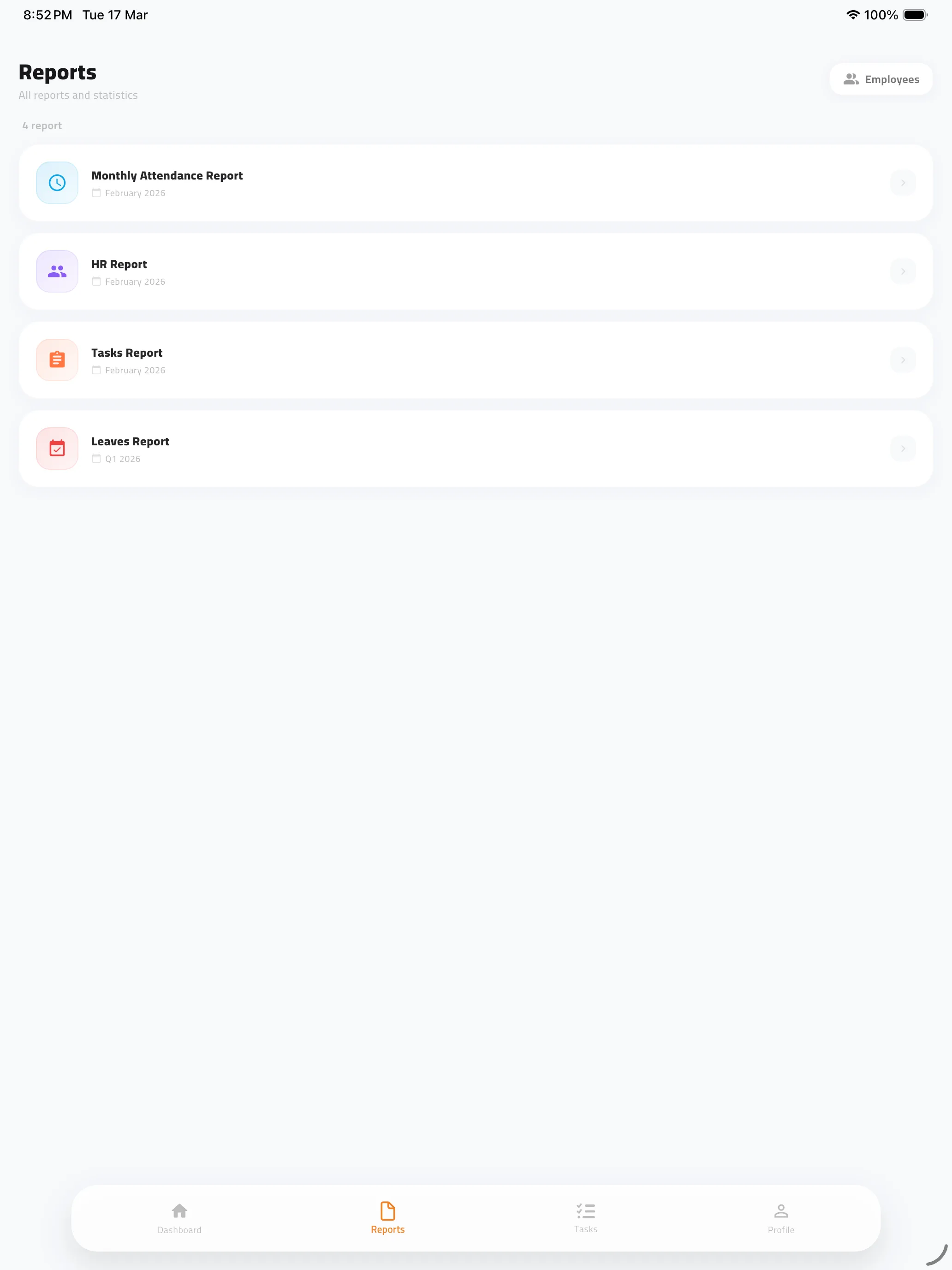 Reports and analytics on iPhone and iPad