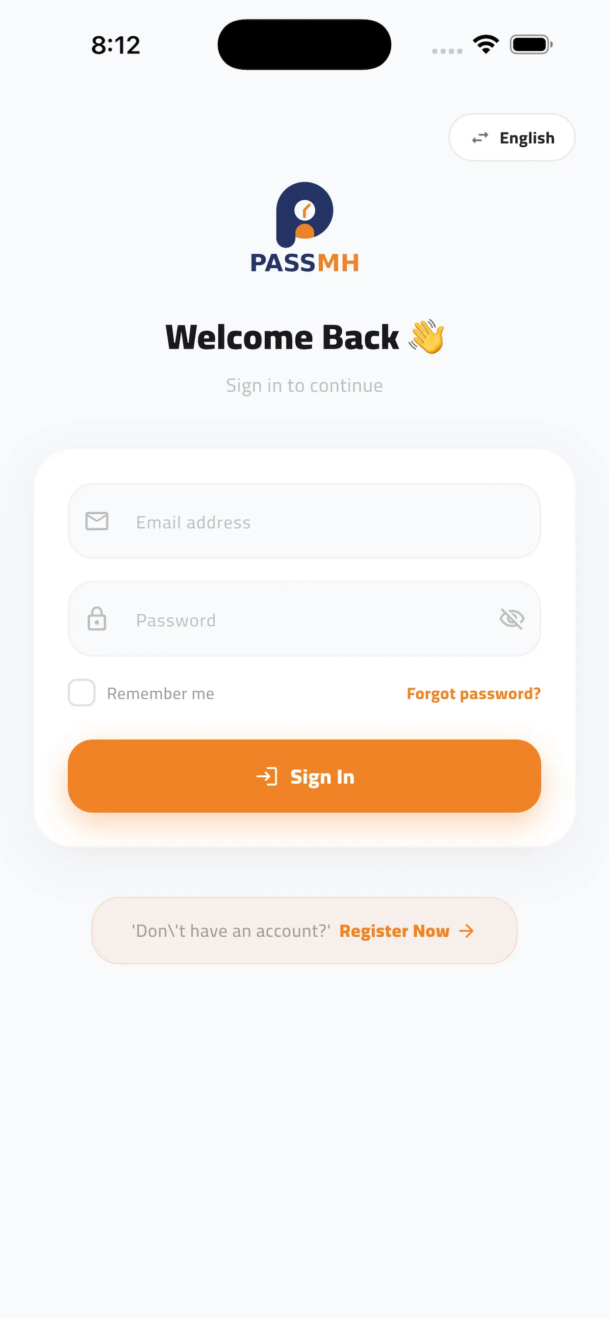 PassMH Login Screen